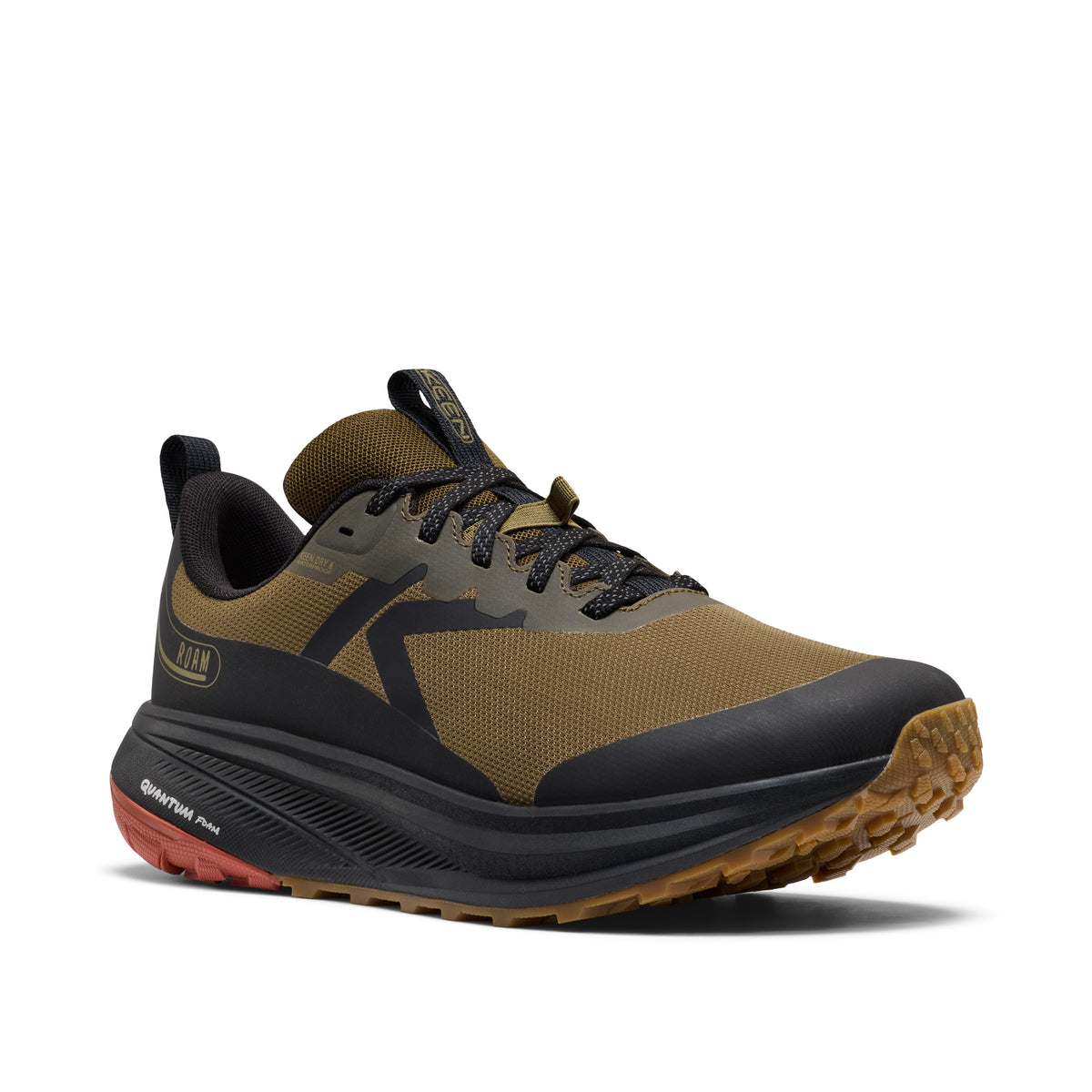Mens Roam Waterproof Trail Running Shoe Waterproof Dark Olive Burnt Brick