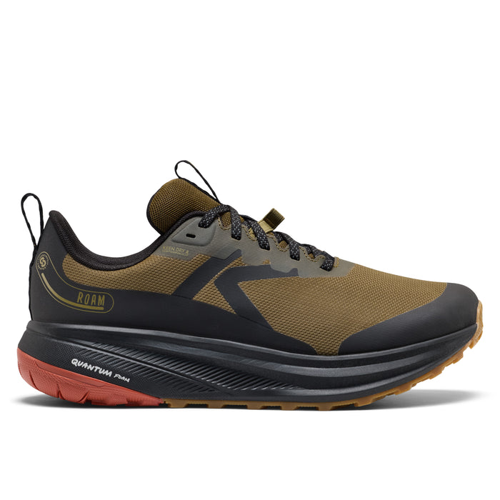 Mens Roam Waterproof Trail Running Shoe Waterproof Dark Olive Burnt Brick
